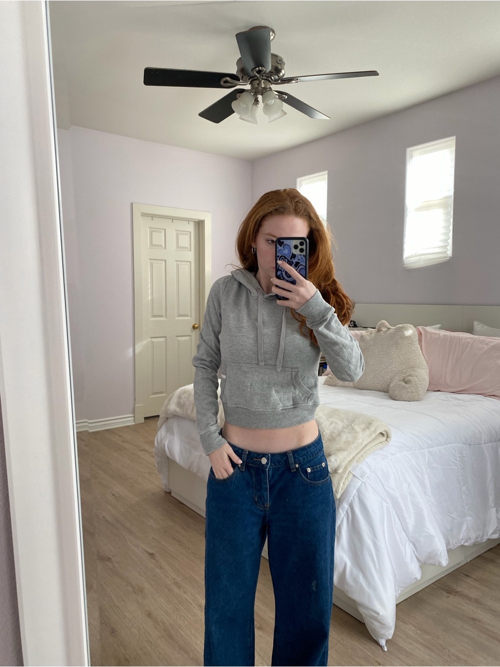 Urban Outfitters Gray Cropped Hoodie